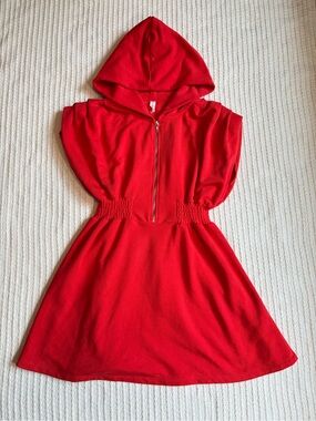 Anthropologie Daily Practice women’s sweatshirt dress with hood in red